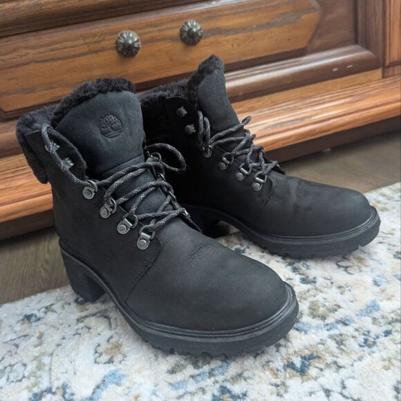 Timberland Kinsley 6" Waterproof Hiking Boots Women's Sz 9 Black Nubuck Lug Sole - Picture 11 of 16